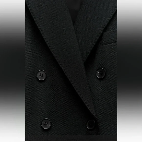 Zara Tailored Double Breasted Coat Black ZW COLLECTION size XS NWT - Picture 10 of 16